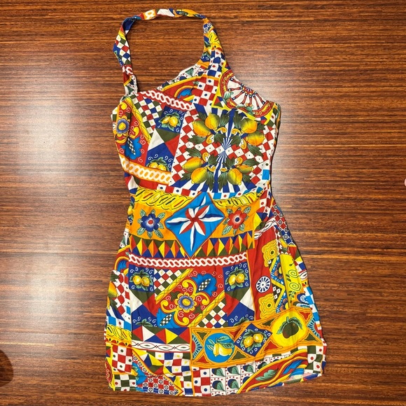 SEVEN WONDERS Venus Halter Minidress PRINT SZ Small NWOT - Picture 1 of 9
